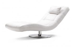 Studio shot of a comfortable white armchair in leather